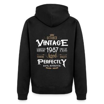 Octobre 1987 né Legends Birthday - Veste à capuche bio Premium Unisexe - noir - Dos - Nico (187cm)