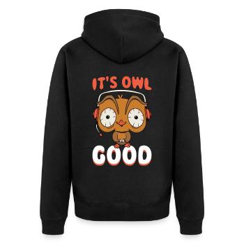 Its Owl Good Eule Geschenk - Unisex Premium Bio Zip Hoodie - Schwarz - Hinten - Nico (187cm)