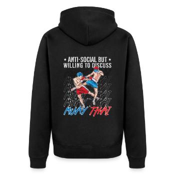 Muay Thai Anti-Social Mais Volontaire Fighter Boxing - Veste à capuche bio Premium Unisexe - noir - Dos - Nico (187cm)