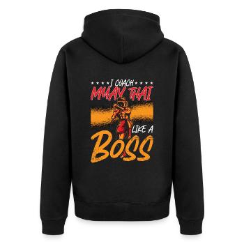 J’entraîne le Muay Thai comme un boss fighter Thai Boxing - Veste à capuche bio Premium Unisexe - noir - Dos - Nico (187cm)