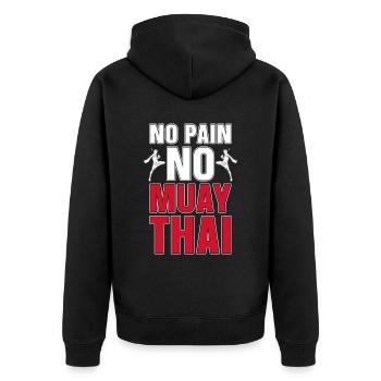 Muay Thai No Pain No Muay Thai Fighter Boxing - Unisex Premium Organic Zip Hoodie - black - Back - Nico (187cm)