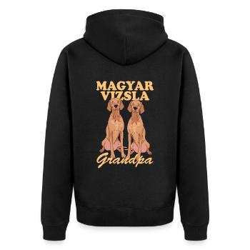 Magyar Vizsla Grandpa Dog Owner Gift - Unisex Premium Organic Zip Hoodie - black - Back - Nico (187cm)