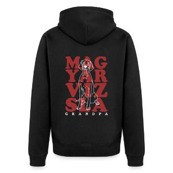Magyar Vizsla Grandpa | Dog Owner Gift - Unisex Premium Organic Zip Hoodie - black - Back - Nico (187cm)