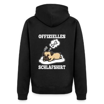 Offizielles schlafshirt Mops - Unisex Premium Bio Zip Hoodie - Schwarz - Hinten - Nico (187cm)