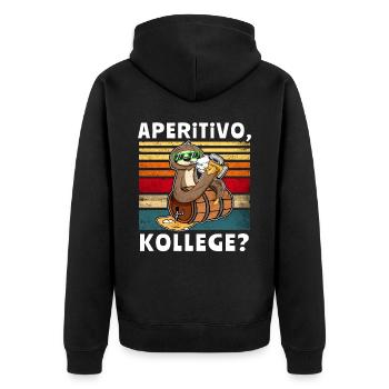 Bier Faultier Trinksprüche - Unisex Premium Bio Zip Hoodie - Schwarz - Hinten - Nico (187cm)