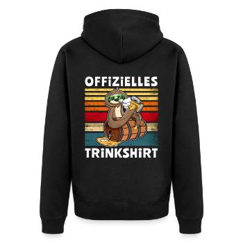 Bier Faultier Trinksprüche - Unisex Premium Bio Zip Hoodie - Schwarz - Hinten - Nico (187cm)