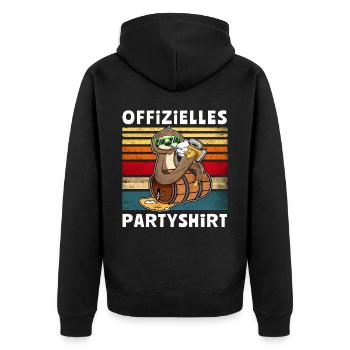 Bier Faultier Trinksprüche - Unisex Premium Bio Zip Hoodie - Schwarz - Hinten - Nico (187cm)