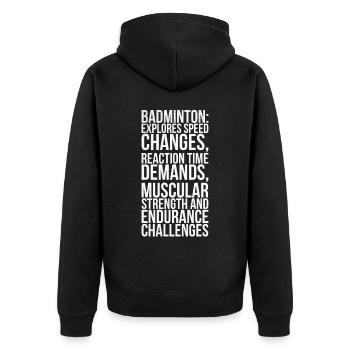 Le badminton étudie les changements de vitesse - Veste à capuche bio Premium Unisexe - noir - Dos - Nico (187cm)
