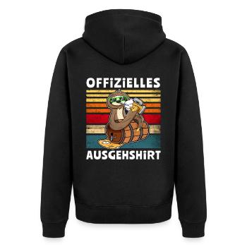 Bier Faultier Trinksprüche - Unisex Premium Bio Zip Hoodie - Schwarz - Hinten - Nico (187cm)