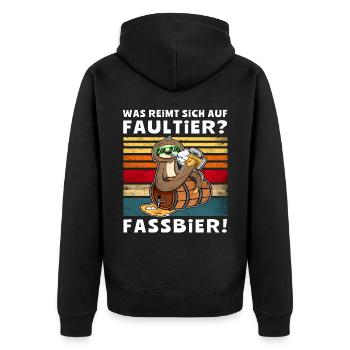 Bier Faultier Trinksprüche - Unisex Premium Bio Zip Hoodie - Schwarz - Hinten - Nico (187cm)