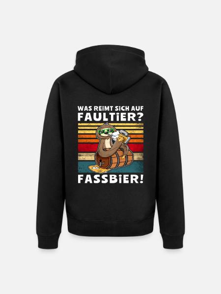 Bier Faultier Trinksprüche - Unisex Premium Bio Zip Hoodie - Schwarz