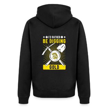 Goldgräber Goldsucher Goldschürfer Goldgraben - Unisex Premium Bio Zip Hoodie - Schwarz - Hinten - Nico (187cm)