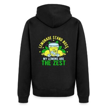 Limonadenverkäufer Limonadenstand - Unisex Premium Bio Zip Hoodie - Schwarz - Hinten - Nico (187cm)