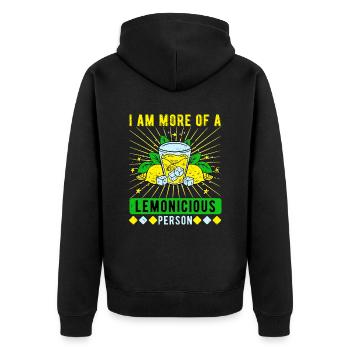 Limonadenverkäufer Lemonicious Person - Unisex Premium Bio Zip Hoodie - Schwarz - Hinten - Nico (187cm)