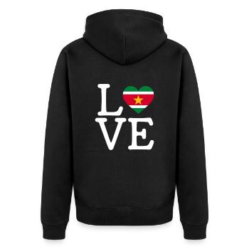 Suriname love, suriname - Unisex Premium Bio Zip Hoodie - Schwarz - Hinten - Nico (187cm)