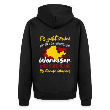 Es Gibt Zwei Arten Von Menschen Wormser - Unisex Premium Bio Zip Hoodie - Schwarz - Hinten - Nico (187cm)