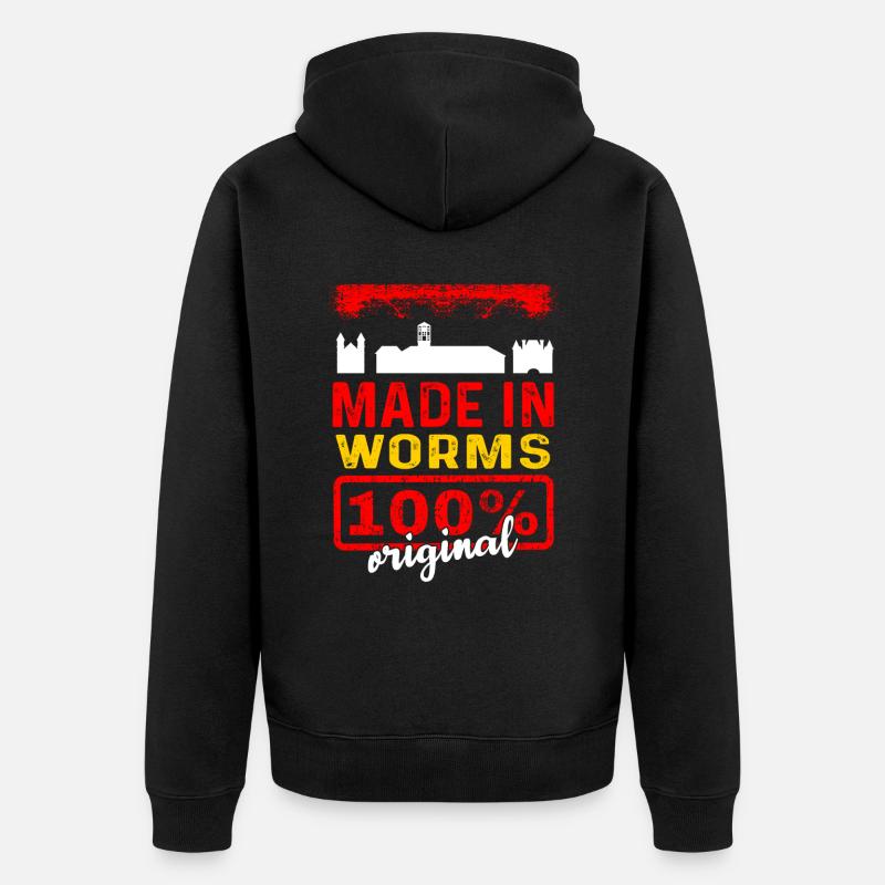 Worms Wormser Geschenk - Unisex Premium Bio Zip Hoodie - Schwarz