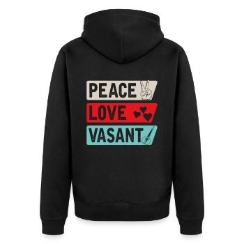 Peace Love Vasant Instrument - Veste à capuche bio Premium Unisexe - noir - Dos - Nico (187cm)