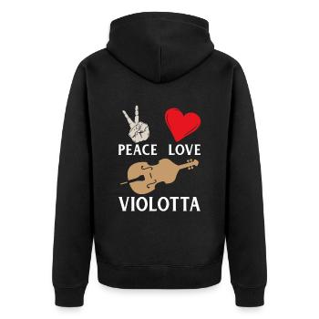 Peace Love Violotta Music Instrument - Unisex Premium Bio Zip Hoodie - Schwarz - Hinten - Nico (187cm)