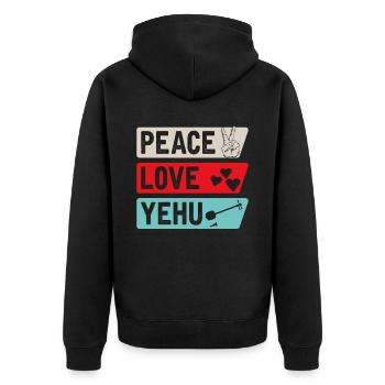Peace Love Yehu Music Instrument - Unisex Premium Bio Zip Hoodie - Schwarz - Hinten - Nico (187cm)
