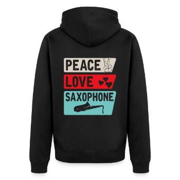 Peace Love Saxophone Marching Band - Veste à capuche bio Premium Unisexe - noir - Dos - Nico (187cm)