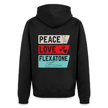 Peace Love Flexatone Music Instrument - Unisex Premium Bio Zip Hoodie - Schwarz - Hinten - Nico (187cm)