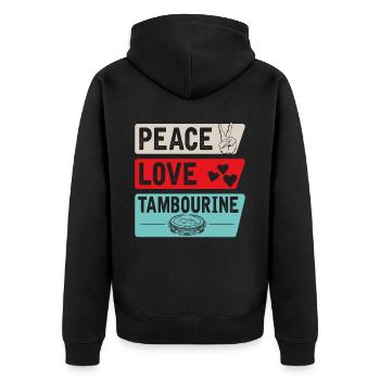 Peace Love Tambourin Instrument de tambour - Veste à capuche bio Premium Unisexe - noir - Dos - Nico (187cm)
