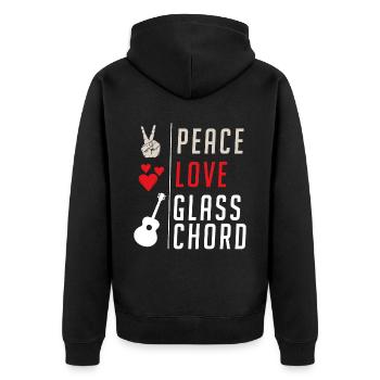 Peace Love Glasschord Musical Instrument - Unisex Premium Bio Zip Hoodie - Schwarz - Hinten - Nico (187cm)