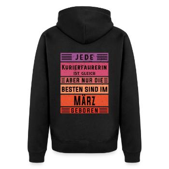 Apotheken Geburtstag März geboren Kurierfahrerin - Unisex Premium Bio Zip Hoodie - Schwarz - Hinten - Nico (187cm)
