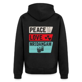 Peace Love Mridangam Instrument Music - Unisex Premium Bio Zip Hoodie - Schwarz - Hinten - Nico (187cm)