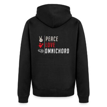 Peace Love Omnichord Musical Instrument - Unisex Premium Bio Zip Hoodie - Schwarz - Hinten - Nico (187cm)