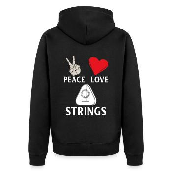 Peace Love Strings Musicla Instrument - Unisex Premium Bio Zip Hoodie - Schwarz - Hinten - Nico (187cm)