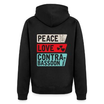 Peace Love Contrabasson Instrument - Veste à capuche bio Premium Unisexe - noir - Dos - Nico (187cm)