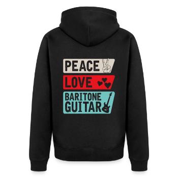 Peace Love Baritone Guitar Instrument - Unisex Premium Bio Zip Hoodie - Schwarz - Hinten - Nico (187cm)