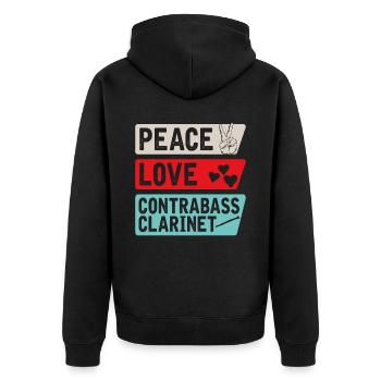 Peace Love Contrebasse Clarinette Musique - Veste à capuche bio Premium Unisexe - noir - Dos - Nico (187cm)