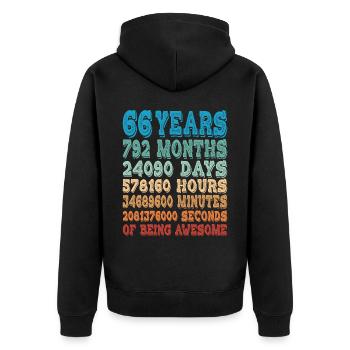 66 Years Months Days Being Awesome 66. Geburtstag - Unisex Premium Bio Zip Hoodie - Schwarz - Hinten - Nico (187cm)