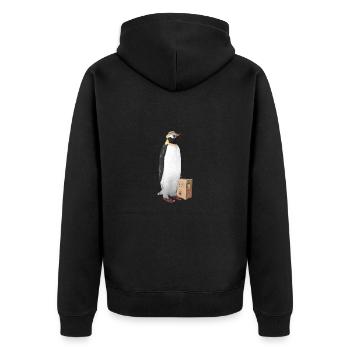 Pinguin auf durchreise Urlaubsreise in den Süden - Unisex Premium Bio Zip Hoodie - Schwarz - Hinten - Nico (187cm)