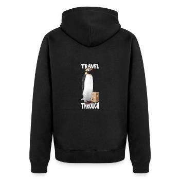 Pinguin auf durchreise Urlaubsreise in den Süden - Unisex Premium Bio Zip Hoodie - Schwarz - Hinten - Nico (187cm)