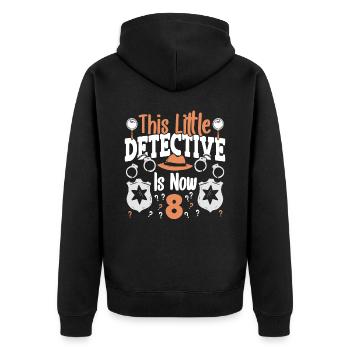 Dieser Kleine Detektiv Ist Jetzt 8, 8 Jahre - Unisex Premium Bio Zip Hoodie - Schwarz - Hinten - Nico (187cm)