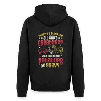 Creatures of God - Unisex Premium Organic Zip Hoodie - black - Back - Nico (187cm)