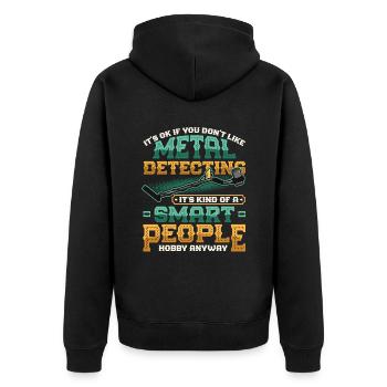 Metalldetektor Hobby Metalldetektion - Unisex Premium Bio Zip Hoodie - Schwarz - Hinten - Nico (187cm)