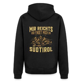 Ihr findet mich im Südtirol Südtiroler - Unisex Premium Bio Zip Hoodie - Schwarz - Hinten - Nico (187cm)