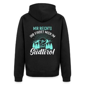 Ihr findet mich im Südtirol Südtiroler - Unisex Premium Bio Zip Hoodie - Schwarz - Hinten - Nico (187cm)