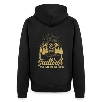 Südtirol ist mein Glück Südtiroler - Unisex Premium Bio Zip Hoodie - Schwarz - Hinten - Nico (187cm)
