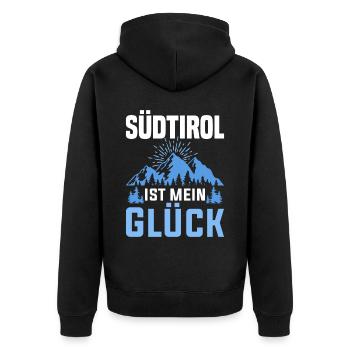 Südtirol ist mein Glück Südtiroler - Unisex Premium Bio Zip Hoodie - Schwarz - Hinten - Nico (187cm)