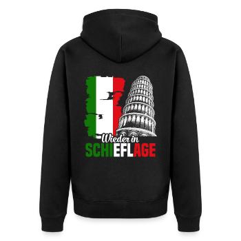 Schiefe Turm Pisa wieder in Schieflage Italien - Unisex Premium Bio Zip Hoodie - Schwarz - Hinten - Nico (187cm)