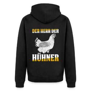 Der Herr Der Hühner Geschenk - Unisex Premium Bio Zip Hoodie - Schwarz - Hinten - Nico (187cm)