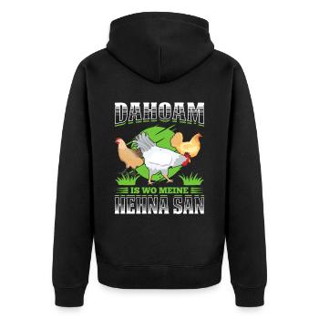 Dahoam Is Wo Meine Hehna San Geschenk - Unisex Premium Bio Zip Hoodie - Schwarz - Hinten - Nico (187cm)