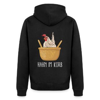 Hahn Im Korb Geschenk Hühner - Unisex Premium Bio Zip Hoodie - Schwarz - Hinten - Nico (187cm)