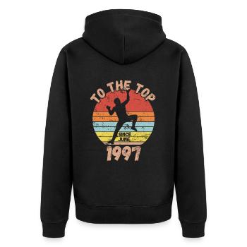 Geburtstag Klettern Bouldern seit Juni 1997 - Unisex Premium Bio Zip Hoodie - Schwarz - Hinten - Nico (187cm)